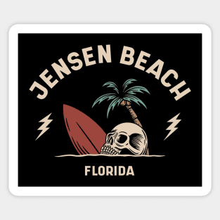 Vintage Surfing Jensen Beach Florida // Retro Surf Skull Sticker